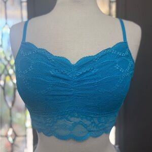SO Authentic America Turquoise Lace Bralette with Adjustable Straps Size XL